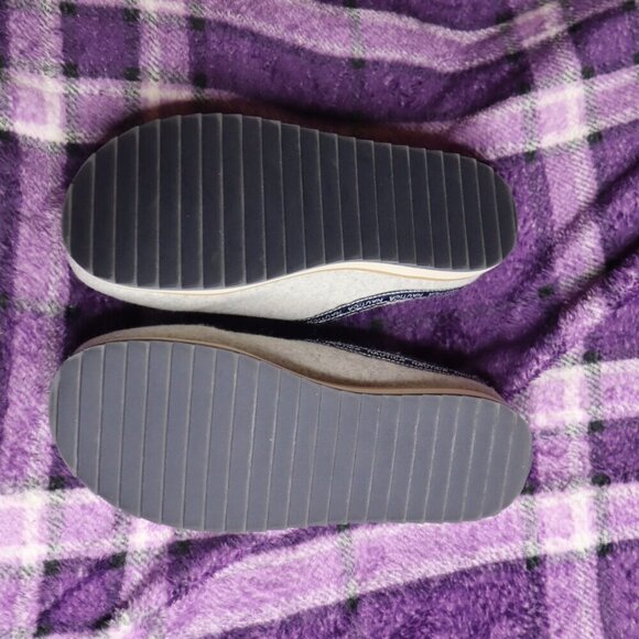 GREY SCUFF SLIPPERS 6.5 Nautica Blue Fleece Spring Fall Warm Casual Logo - Picture 6 of 10